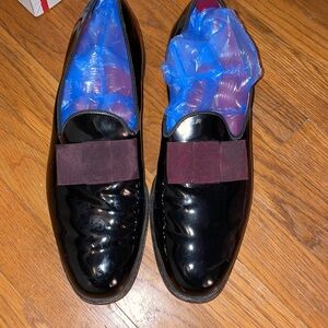 Cool BOW change plum brown Allen Edmonds black shoe tuxedo prom ballroom patent